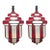 1990s Art Deco Style White Milk & Red Glass Chandelier, Pendant or Lantern, a Pair For Sale