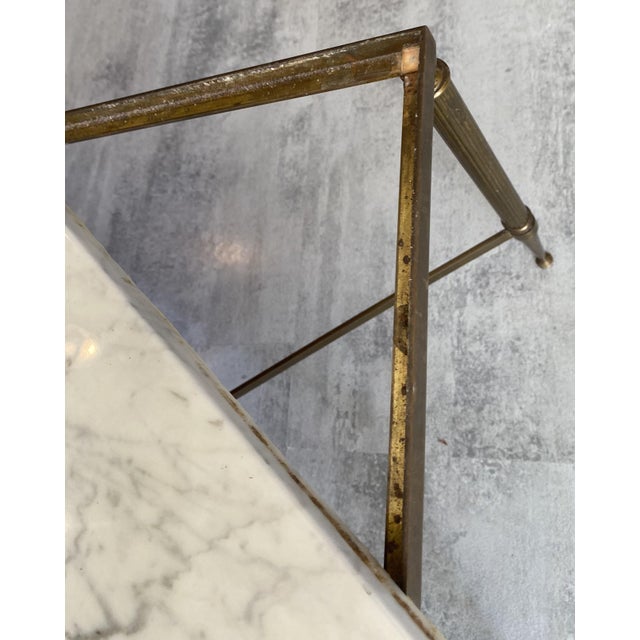 Vintage Coffee Table in White and Grey Marble with Gilt Brass Metal Frame, 1960s For Sale - Image 13 of 18