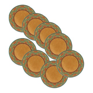 Rare French Limoges Laure Japy "Louisiane Yellow" 11.75" Chargers - Set of 8 For Sale