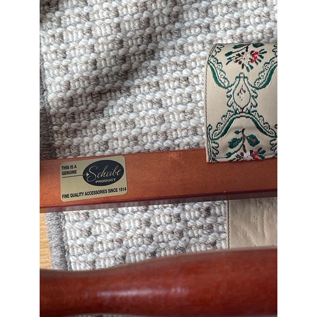 Mid 20th Century Vintage Mid-Century Scheibe Boston Folding Luggage Racks With Floral Tapestry – Pair For Sale - Image 5 of 12