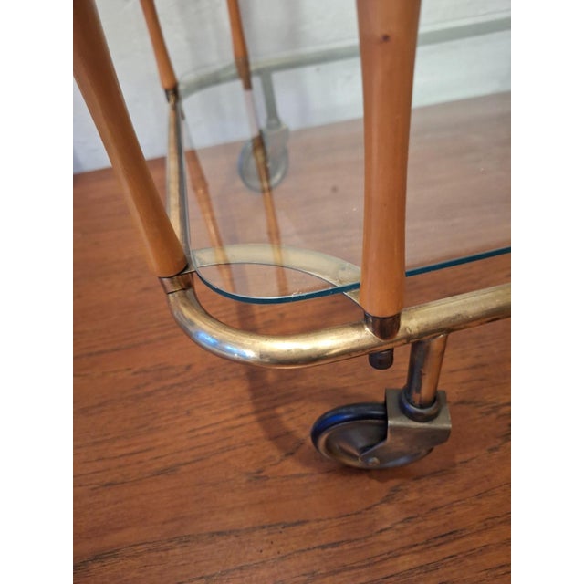 Metal Faux Bamboo Serving Bar Cart attributed to Maison Jansen, France, 1960s For Sale - Image 7 of 10