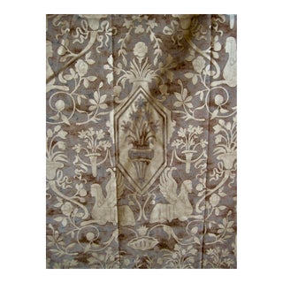 Vintage 7 Yards of Fortuny Style Gold Print Textile For Sale