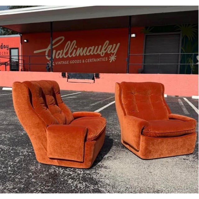 Mid 20th Century Reupholstered Mid Century Space Age Orchidee Chair Pair, Michael Cadestin for Airborne International For Sale - Image 5 of 11