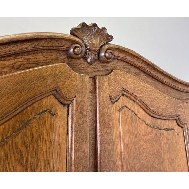 Vintage French Louis XVI Style Carved Oak 4-Door Wardrobe For Sale - Image 6 of 14