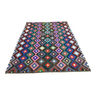 Vintage Turkish Kilim Rug - 82.5" X 115" For Sale