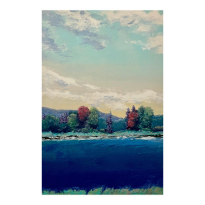 Susan HallLarge Monotype Monoprint Print Scenic Lake Landscape Susan Hall Woman Artist, c. 20th century