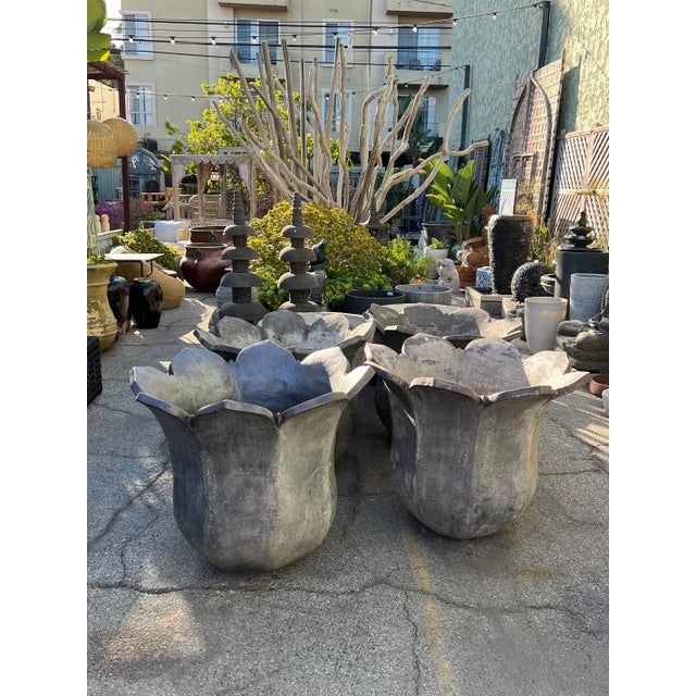 Black Large Vintage Black Tulip Earth Ware Pot Planter For Sale - Image 8 of 8