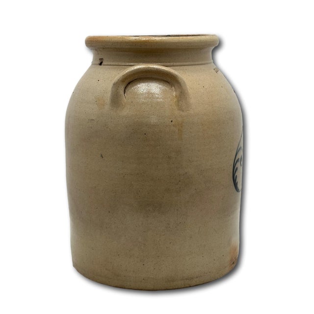 Nice Antique American Blue Decorated 2 Gallon Size Stoneware Butter Churn by Edmonds & Co. Charlestown Massachusetts For Sale - Image 12 of 18