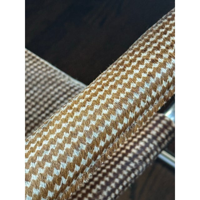 Marcel Breuer Marcel Breuer Cesca-Style Cantilever Chair With Houndstooth Pony Upholstery For Sale - Image 4 of 6