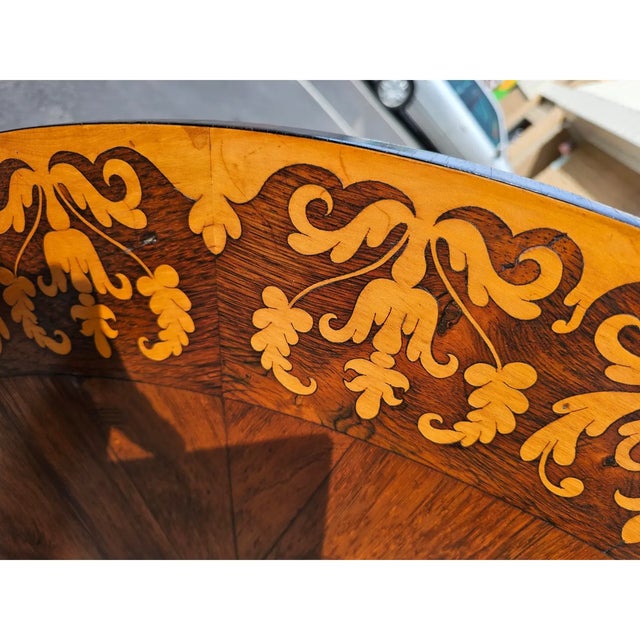 Brown 19th Century English Victorian Rosewood Tilt-Top Marquetry Coffee Table For Sale - Image 8 of 12