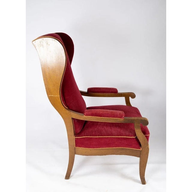 Red Velvet and Mahogany Armchair by Frits Henningsen For Sale - Image 6 of 10