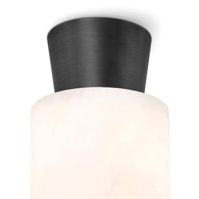 Contemporary Hazel Alabaster Flush Mount, Oil Rubbed Bronze For Sale - Image 3 of 6