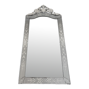 X-Large Long Mid Century Etched Venetian Wall Mirror
