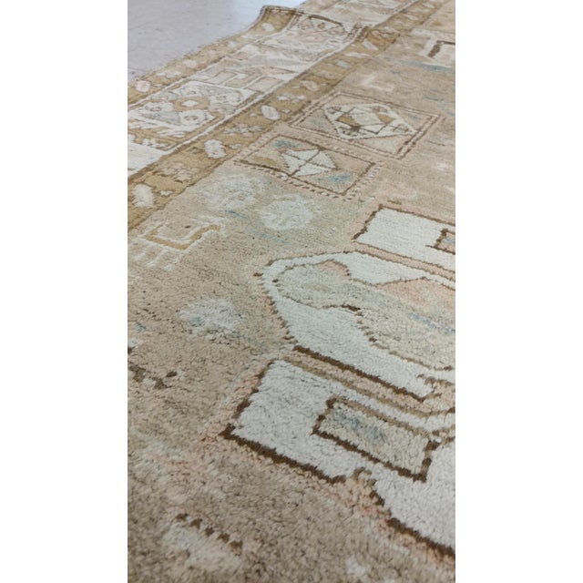 Antique Malayer Runner, Handmade Oriental Rug, Ivory, Taupe, Gold, Light Blue For Sale - Image 12 of 18