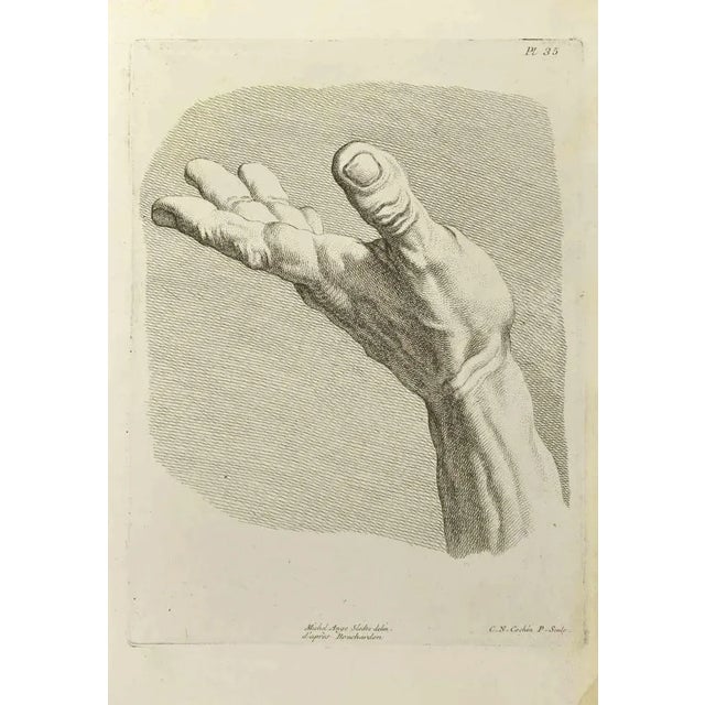 The Study of Hand after Bouchardon is an etching realized by Nicholas Cochin in 1755. Signed on the plate. Good...