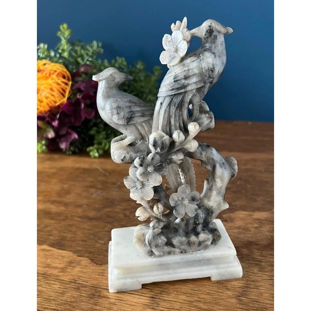 Vintage Hand Carved Stone Phoenix Birds Sculpture For Sale - Image 11 of 15