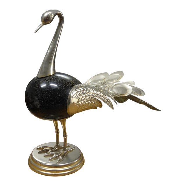 Vintage Antonio Pavia 1970s Italian Silver Plated Bird Sculpture Figurine Italy For Sale