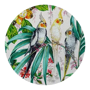 Nicolette Mayer Cockatiel Passion 16" Round Pebble Placemats, Set of 4