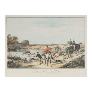 Vintage Early 20th Century Horses Hunter Lithograph For Sale