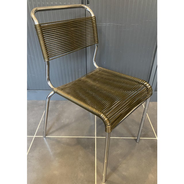 Vintage Chrome and Khaki Green Scoubidou Spaghetti Chair, 1960s For Sale - Image 6 of 18