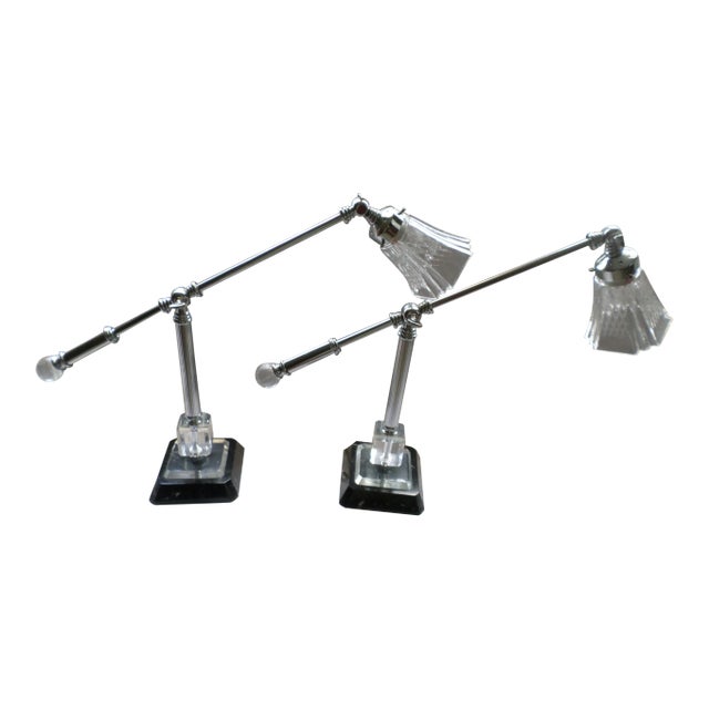 Mid Century Modern Retro Style Marble Base Adjustable Desk Table Lamps - a Pair For Sale