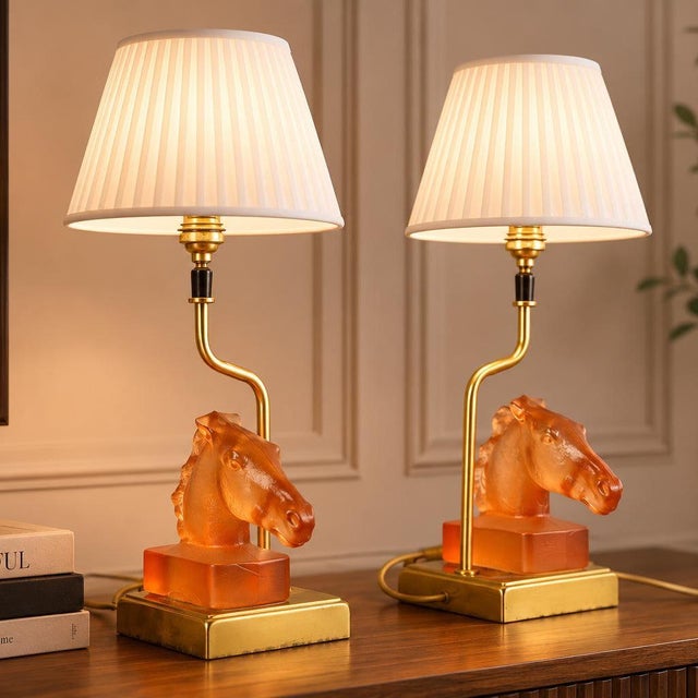 Satin Glass Horse Table Lamps by Le Dauphin, France, 1970s, Set of 2 For Sale - Image 3 of 18