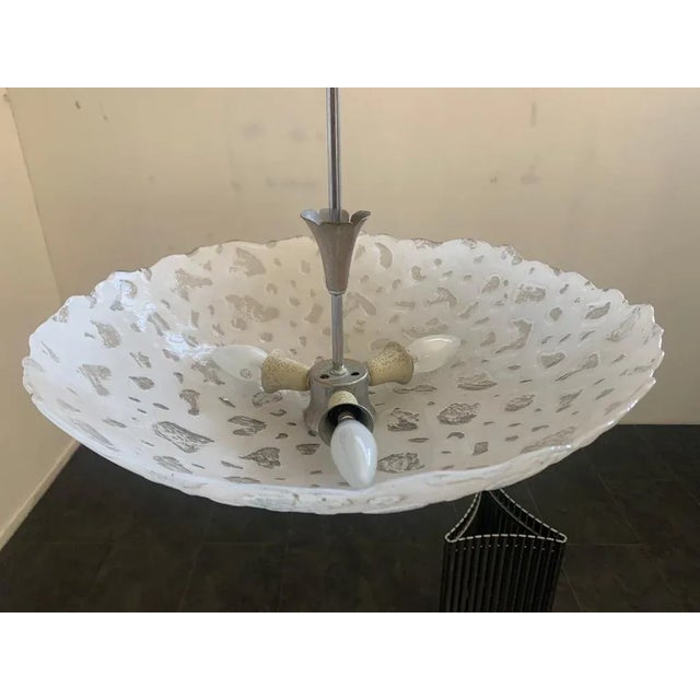 Satin Glass Chandelier with Irregular Bubbles For Sale - Image 6 of 10