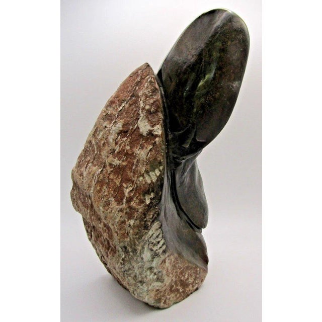 Abstract 1950s Hand-Carved Shona Tribe Serpentine Stone Abstract Sculpture W. Sachiti For Sale - Image 3 of 12