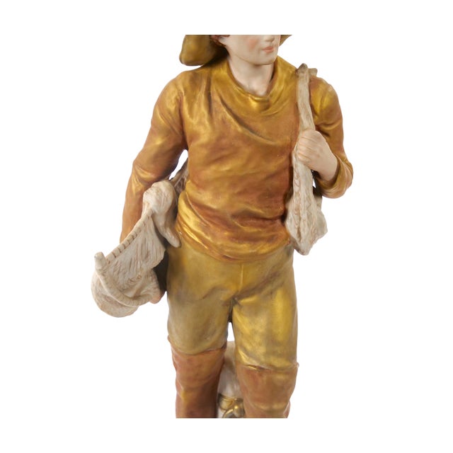 Ceramic 20th Century Hand Painted/Gilt Decorated Porcelain Decorative Man's Sculpture For Sale - Image 7 of 12