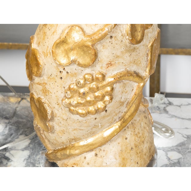 Gold 18th Century Italian Twisted Column Fragments Made into Table Lamps - a Pair For Sale - Image 8 of 9