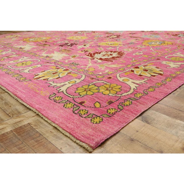 Vintage Modern Pink Turkish Oushak Rug - 10'09 X 15'00 For Sale In Dallas - Image 6 of 10