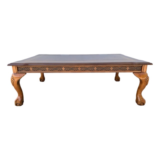 1990s Cherry Wood Finish Coffee Table For Sale