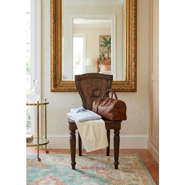 Wood 1950s English Oak Hall Chair With Heraldic Carved Crest For Sale - Image 7 of 9