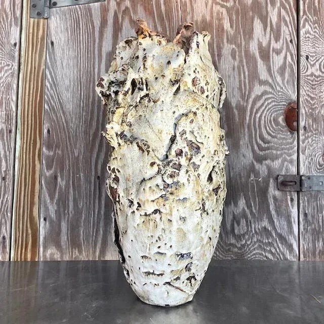 Boho Chic Vintage Brutalist Sculptural Studio Pottery Vase For Sale - Image 3 of 10