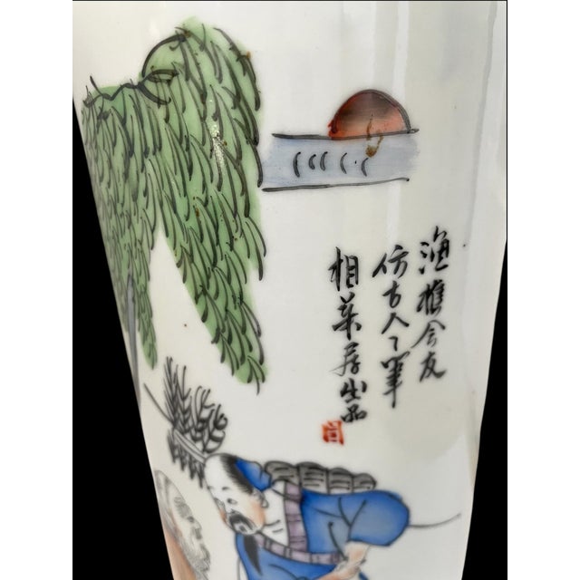 The Vintage Chinese Porcelain Hat Stand / Brush Pot / Vase is a unique and charming piece of 20th-century craftsmanship....