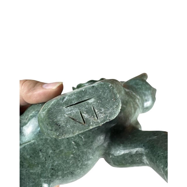 Light Green Vintage Verdite Walking Elephant Hand Carved Sculpture For Sale - Image 8 of 11
