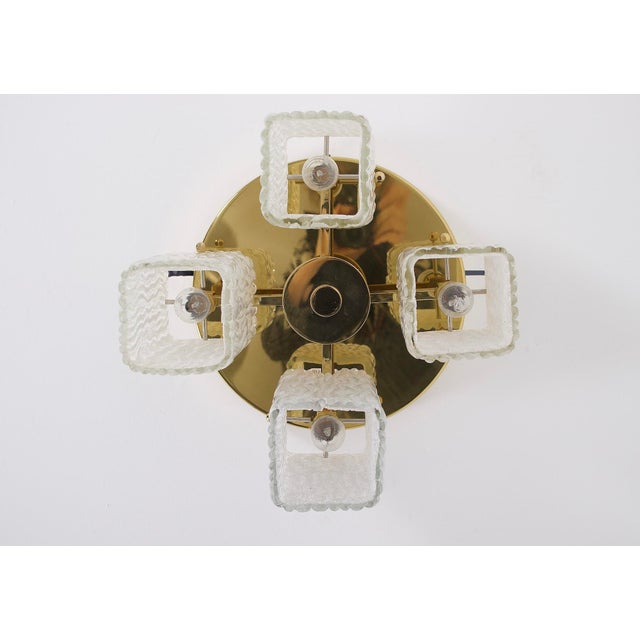 1970s Vintage Ceiling Light in Brass and Murano Glass, 1970s For Sale - Image 5 of 10