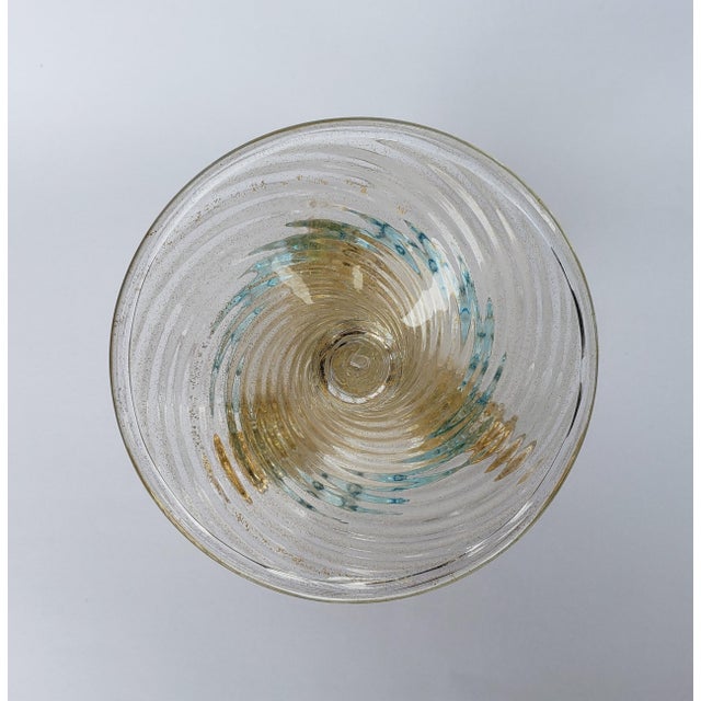 Salviati Murano Glass 3 Dolphin Tazza Compote Rigadin Gold Polveri Attr Salviati For Sale - Image 4 of 16