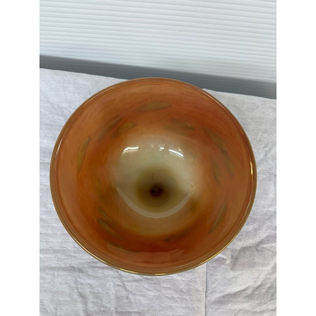 Glass Cohn-Stone Studios Amber Hand Blown Glass Bowl For Sale - Image 7 of 12