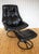 Mid-Century Norwegian Black Leather Stressless Lounge Chair and Ottoman Set from Ekornes, 1980s, Set of 2 For Sale - Image 16 of 18