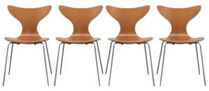 1st Edition Lily Chairs in Oak by Arne Jacobsen for Fritz Hansen, 1969