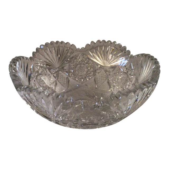 Antique 1910s Abp Crystal Cut and Clear Bowl For Sale