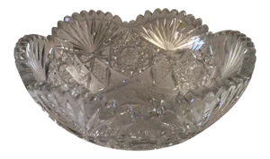 Antique 1910s Abp Crystal Cut and Clear Bowl