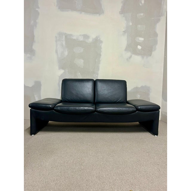 Black Leather 2-Seater Sofa with Adjustable Armrests from Leu Swiss, 2000s For Sale - Image 6 of 14
