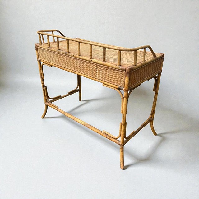 Vintage Bamboo Desk, Dressing or Console Table, 1960s For Sale - Image 4 of 8