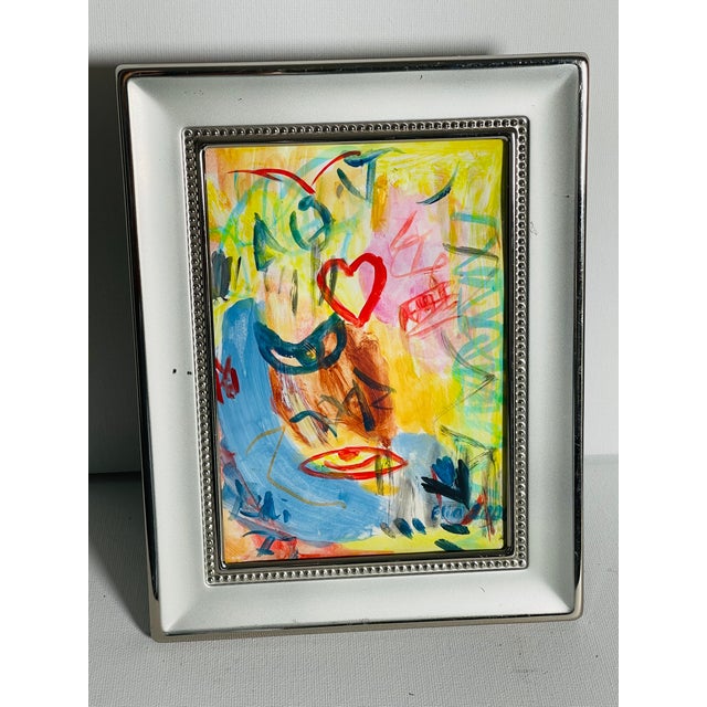 Abstract Lemon Yellow Abstract Mini Painting by Elia Framed For Sale - Image 3 of 6