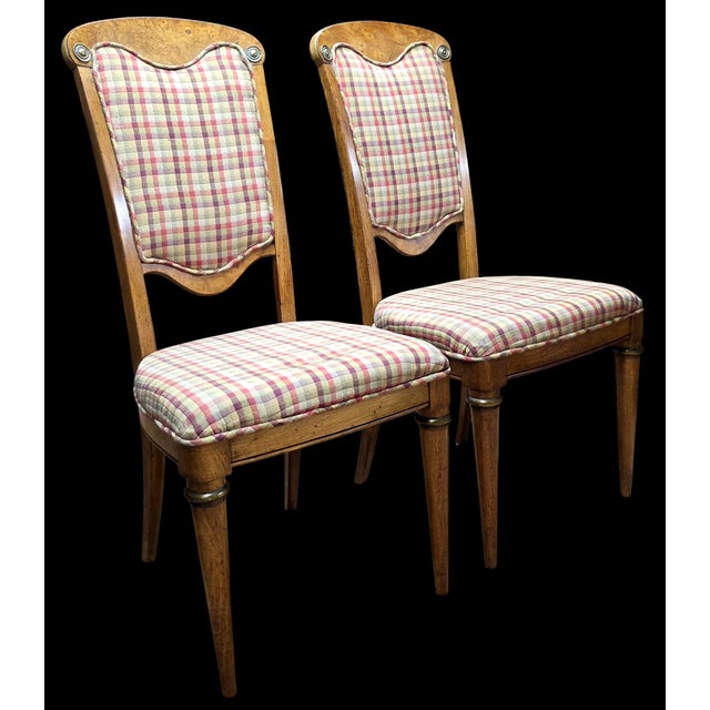 Late 19th Century Pair of Late 19th Century Neoclassical Directoire-Style Burl Walnut Side Chairs With Rosette Mounts For Sale - Image 5 of 8