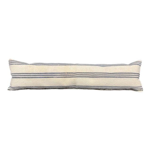 Turkish Hemp Pillow Cushion Natural Beige Gray Cushion Cover 12"x46" For Sale