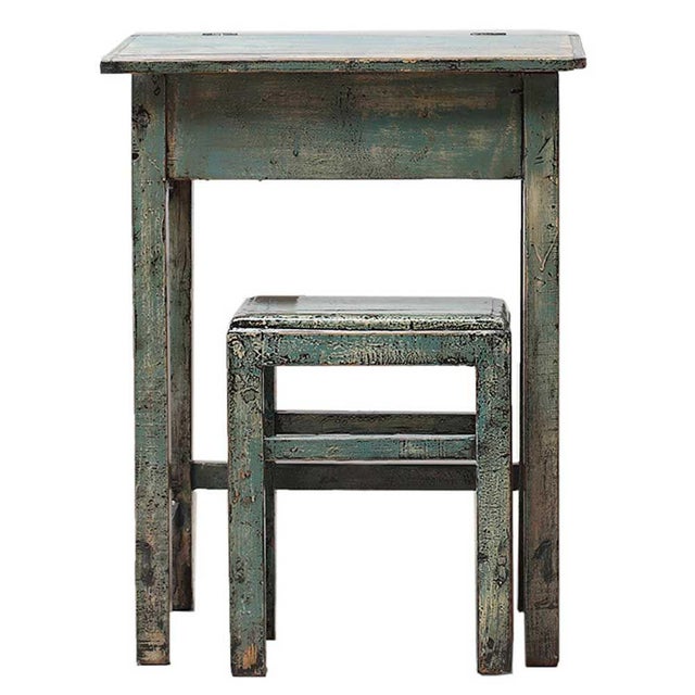 This cute, old desk comes from a school in Shandong, circa 1920 and has a delightful matching stool. Both have been...
