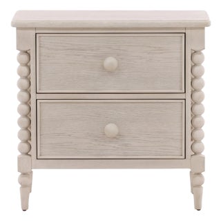 White Wash Ball Leg Two-Drawer Nightstand For Sale